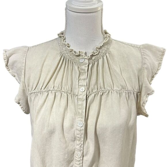 Rails Light Gray Ruffle Sleeve Top - Picture 5 of 14